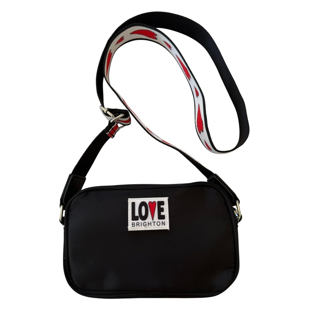 Brighton Love Black Crossbody Bag with Heart Strap